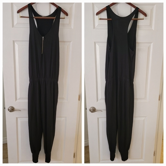 TEREZ Jumpsuit Sz M Zip Up Front Jogger Tampered Leg Elastic Waist Pockets - Picture 2 of 12